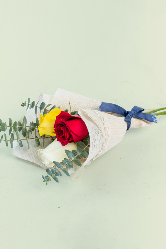 Ramo 3 Rosas Mix / Envoltura Yute CEL.