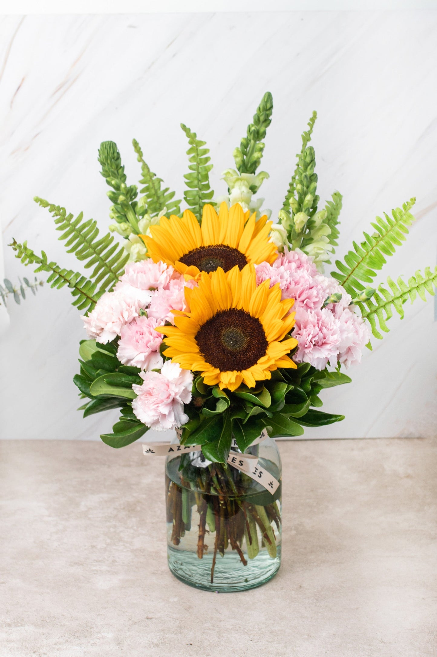 Feliz Día - Girasoles y Claveles Rosas XAL