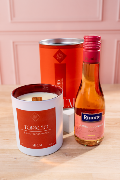 Kit Vela Mirum Topacio - Vino Rosado + Suculenta