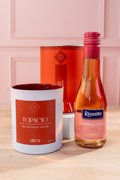 Kit Vela Mirum Topacio - Vino Rosado + Suculenta