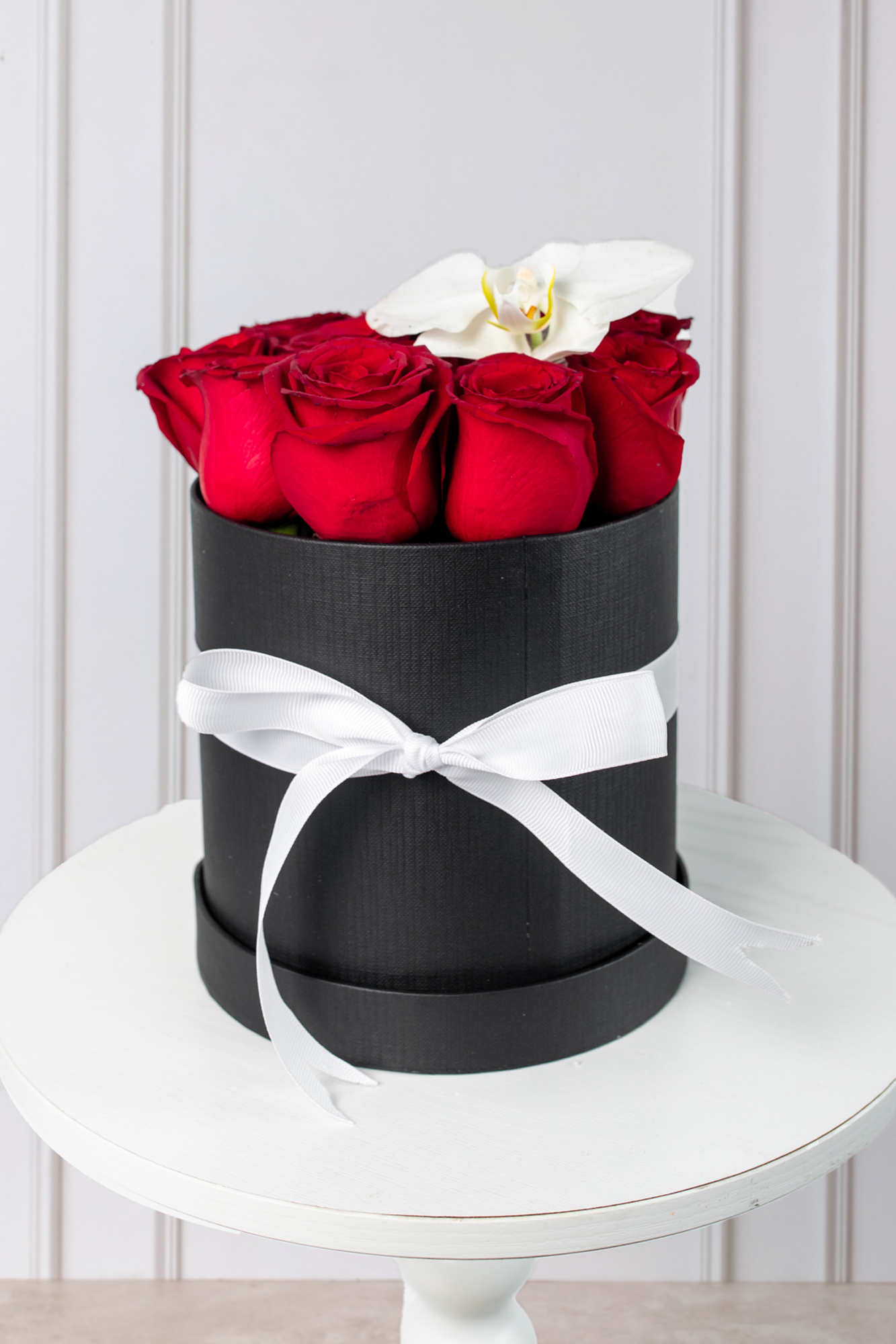 Miss - Box of Red Roses with Orchid