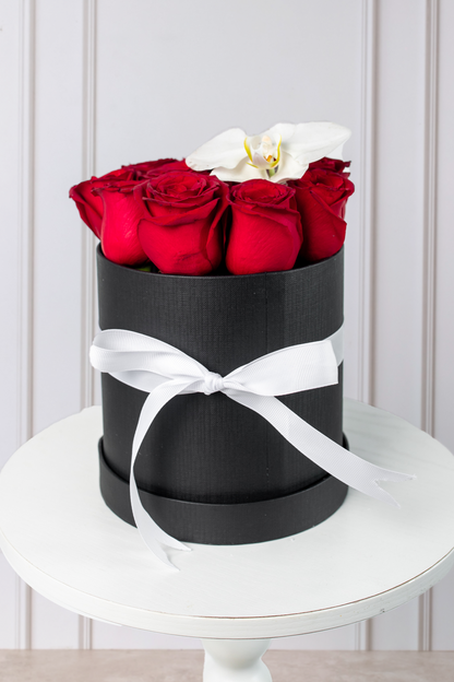 Miss - Box of Red Roses with Orchid