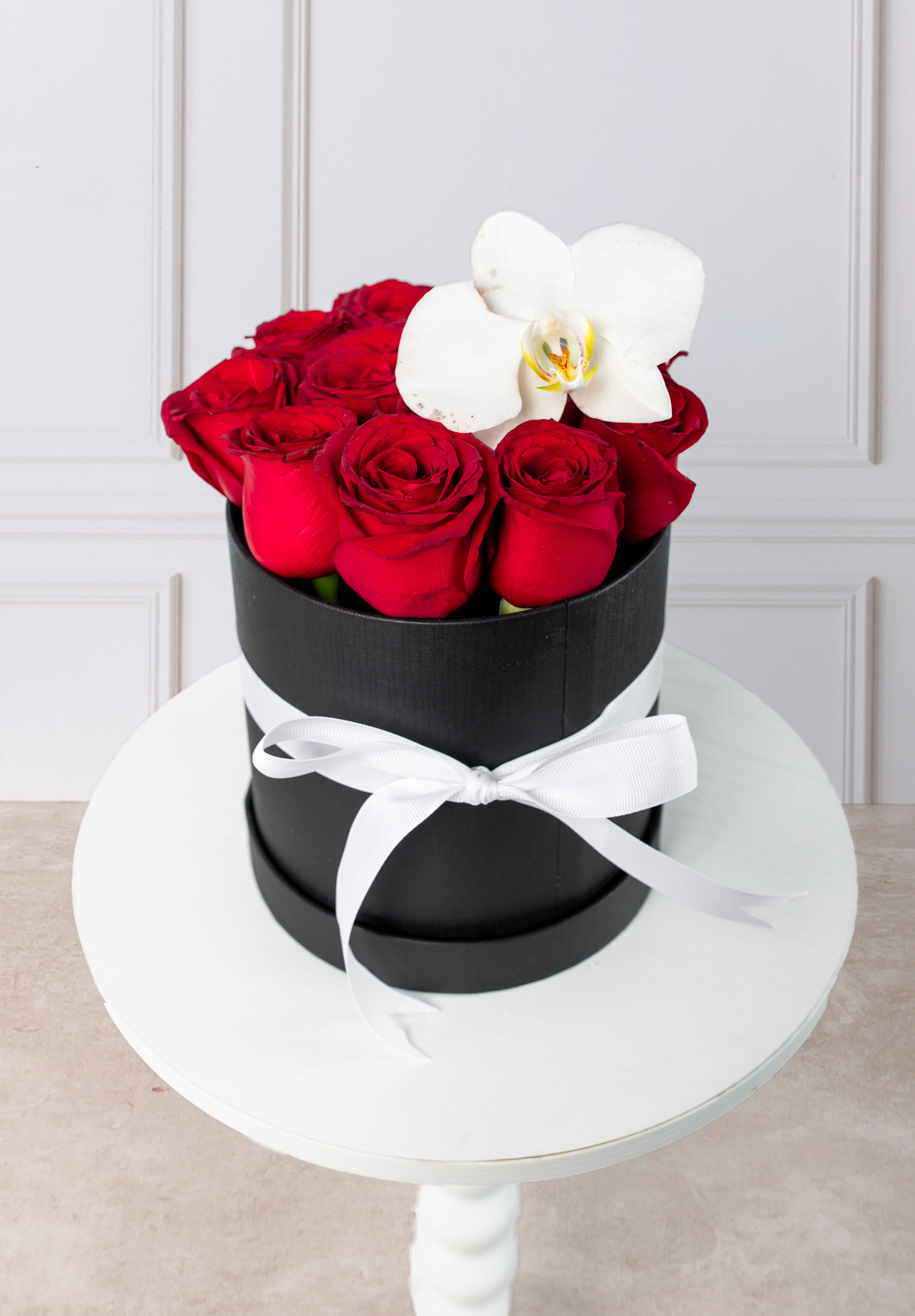 Miss - Box of Red Roses with Orchid