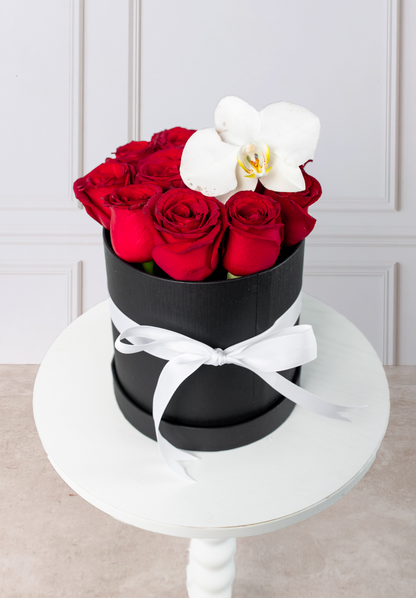 Miss - Box of Red Roses with Orchid