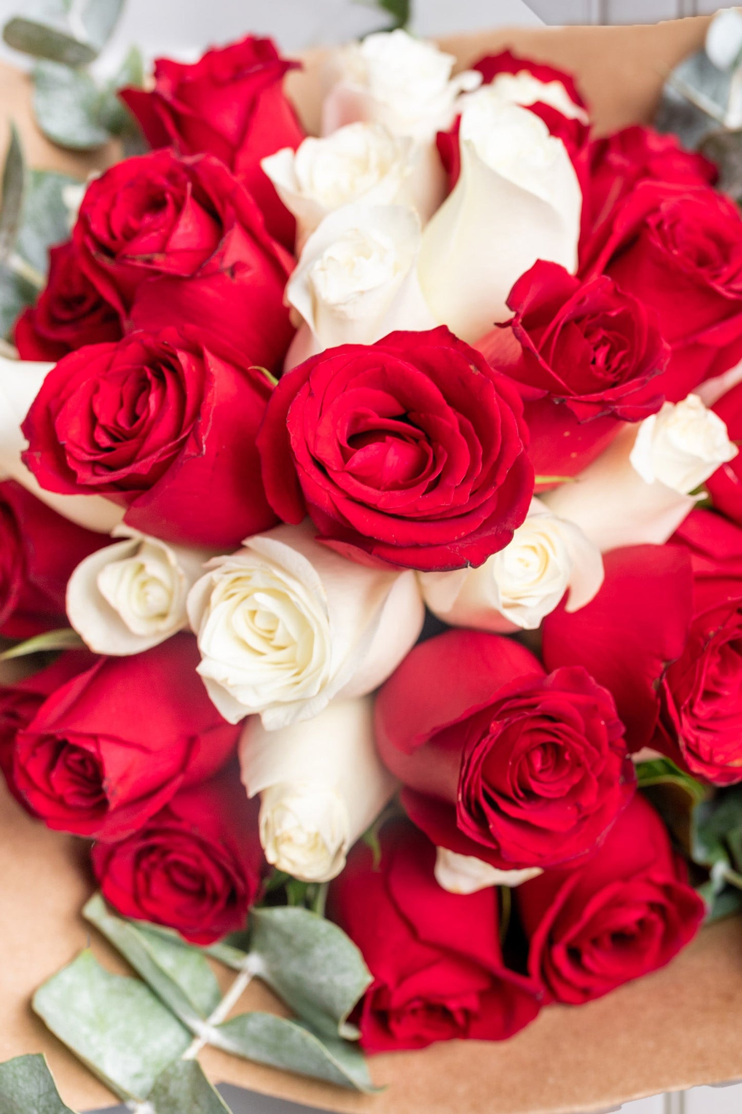Ramo Buchón - 50 Rosas Roja y Blanca XAL