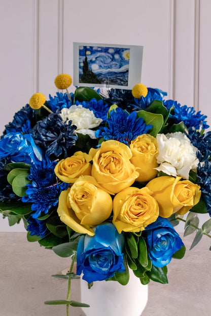 Noche Estrellada - Rosa Amarilla, Rosa Azul, Clavel y Moreliana