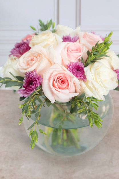 Centerpiece 13 - White Rose and Light Rose.