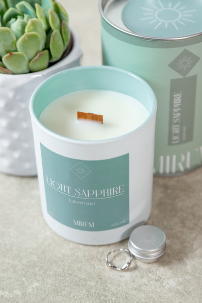 Kit Vela Mirum Light Sapphire - Vino Rosado + Suculenta