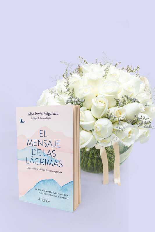 Libro Mensaje de las Lágrimas + Para Siempre - Rosa Blanca en Pecera
