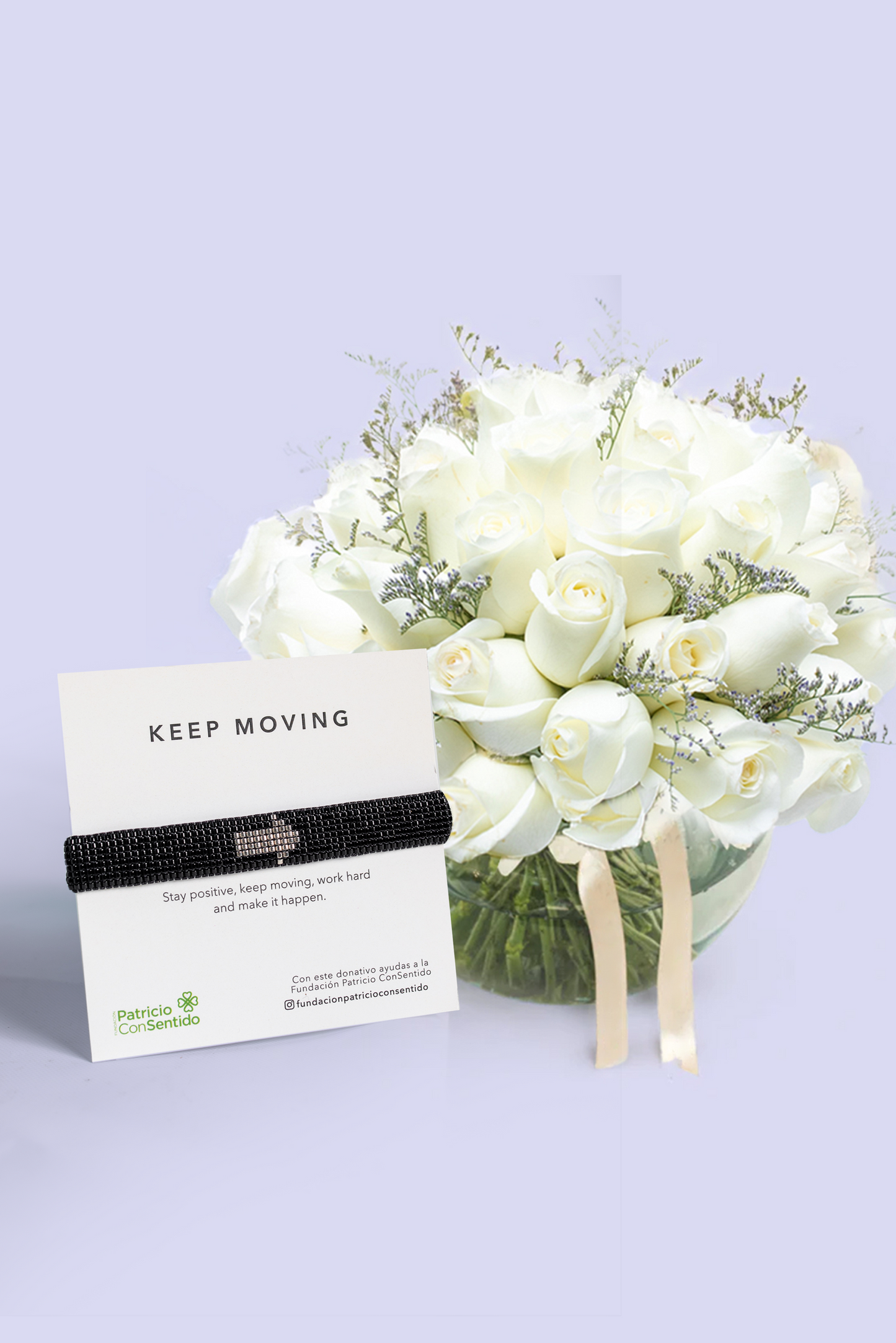 Pulsera Keep Moving + Para Siempre - Rosa Blanca en Pecera