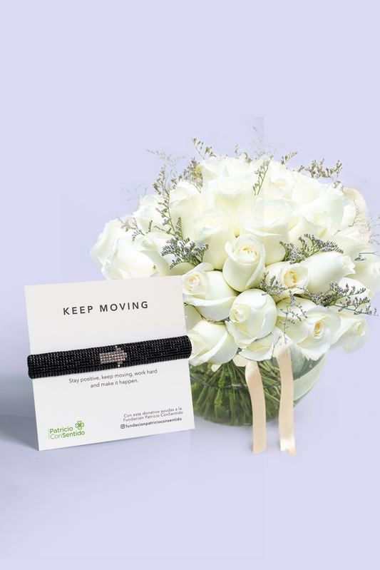 Pulsera Keep Moving + Para Siempre - Rosa Blanca en Pecera