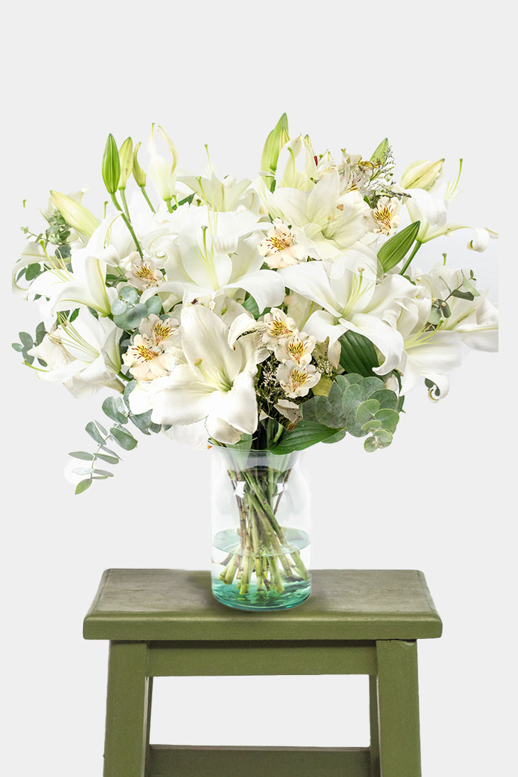 Algodón // Lilium Blanca y Astromelia Blanca APO