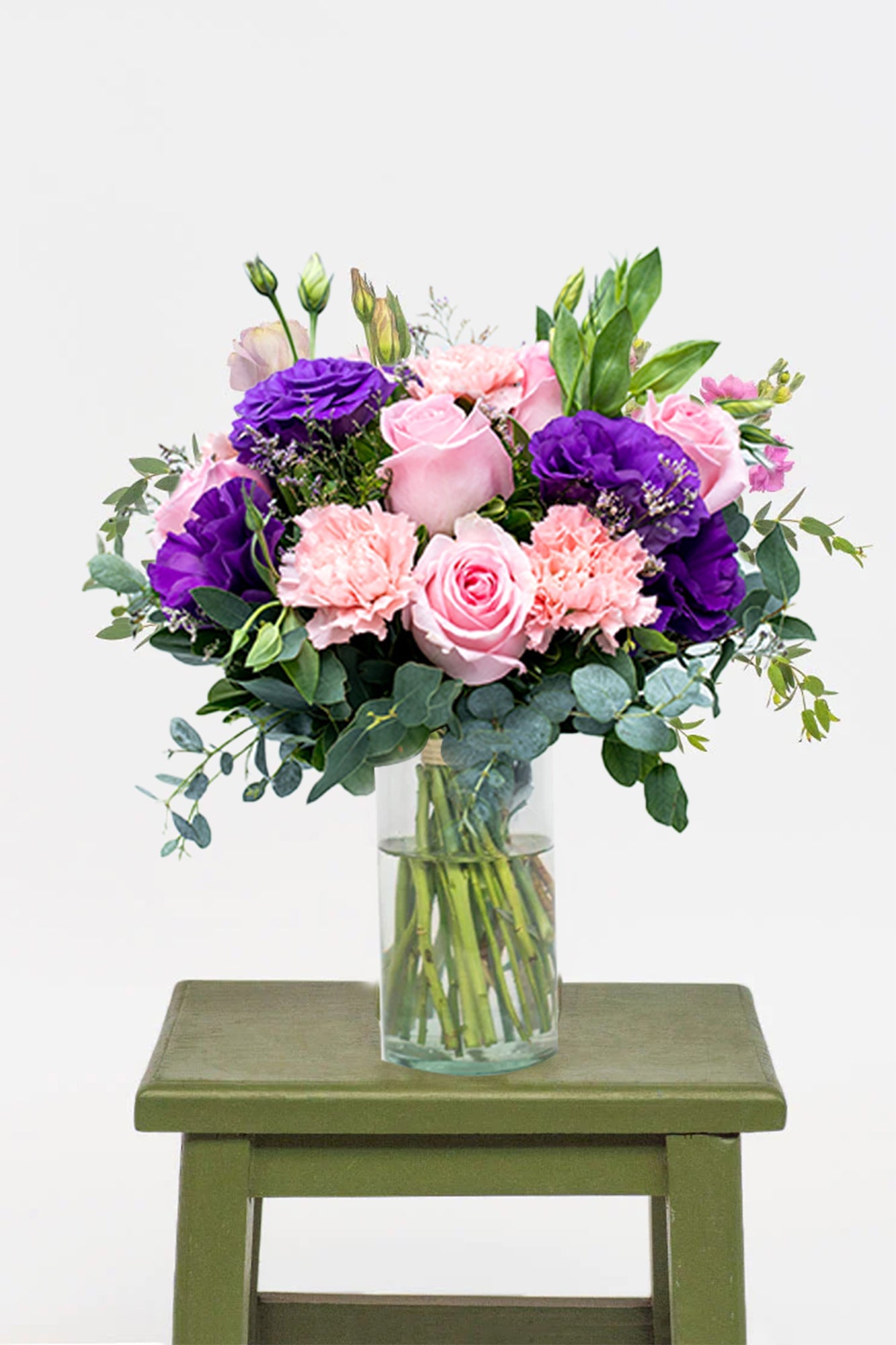 Nobleza / Rosa Clarita, Lisianthus Morado y Clavel Rosa TORREÓN